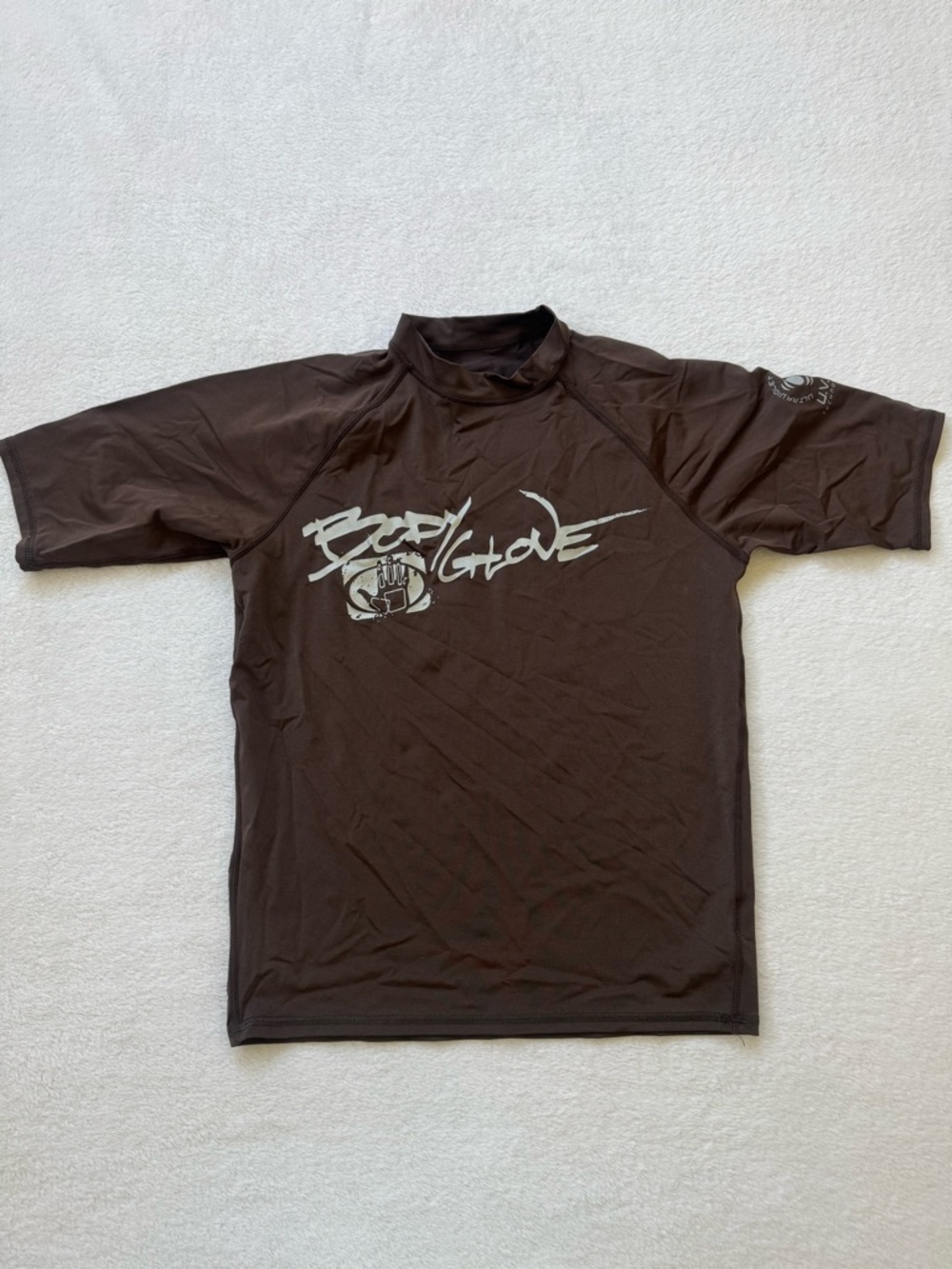 Body Glove Men’s Brown Short-Sleeve Rash Guard with Silver Logo